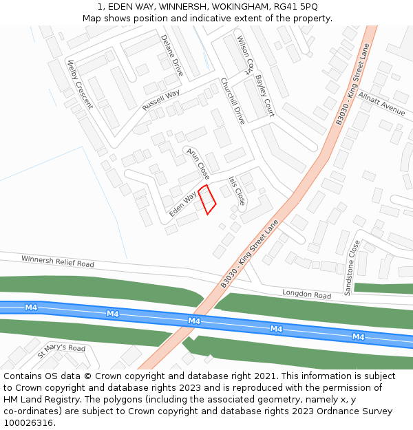 1, EDEN WAY, WINNERSH, WOKINGHAM, RG41 5PQ: Location map and indicative extent of plot