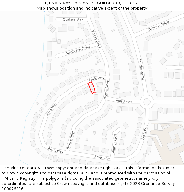 1, ENVIS WAY, FAIRLANDS, GUILDFORD, GU3 3NH: Location map and indicative extent of plot