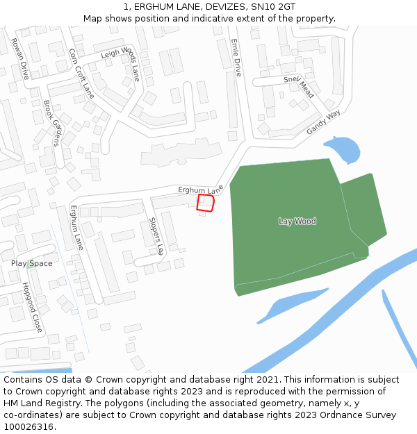 1, ERGHUM LANE, DEVIZES, SN10 2GT: Location map and indicative extent of plot