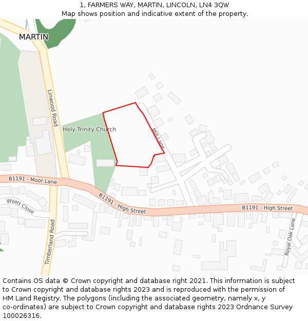 1, FARMERS WAY, MARTIN, LINCOLN, LN4 3QW: Location map and indicative extent of plot