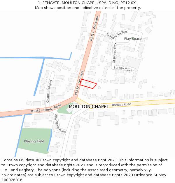 1, FENGATE, MOULTON CHAPEL, SPALDING, PE12 0XL: Location map and indicative extent of plot