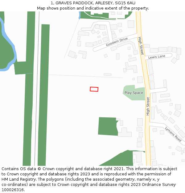 1, GRAVES PADDOCK, ARLESEY, SG15 6AU: Location map and indicative extent of plot