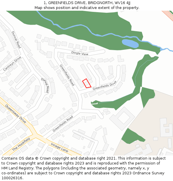 1, GREENFIELDS DRIVE, BRIDGNORTH, WV16 4JJ: Location map and indicative extent of plot