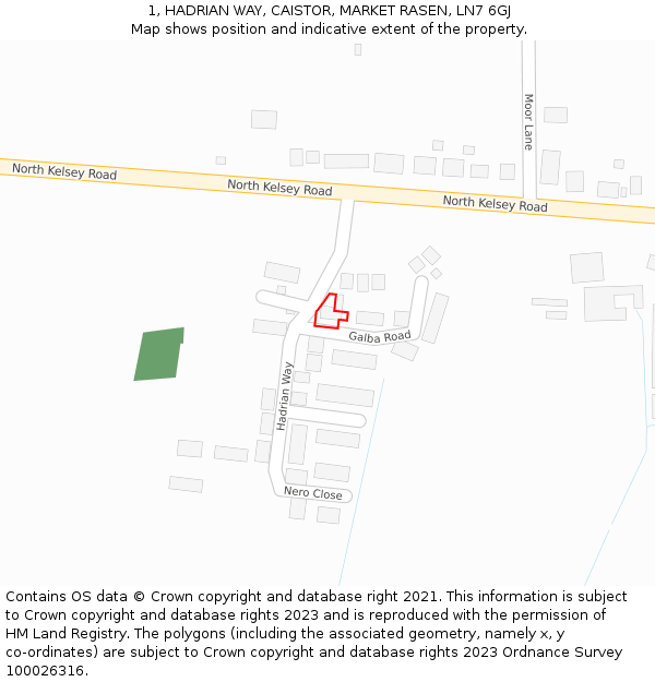 1, HADRIAN WAY, CAISTOR, MARKET RASEN, LN7 6GJ: Location map and indicative extent of plot