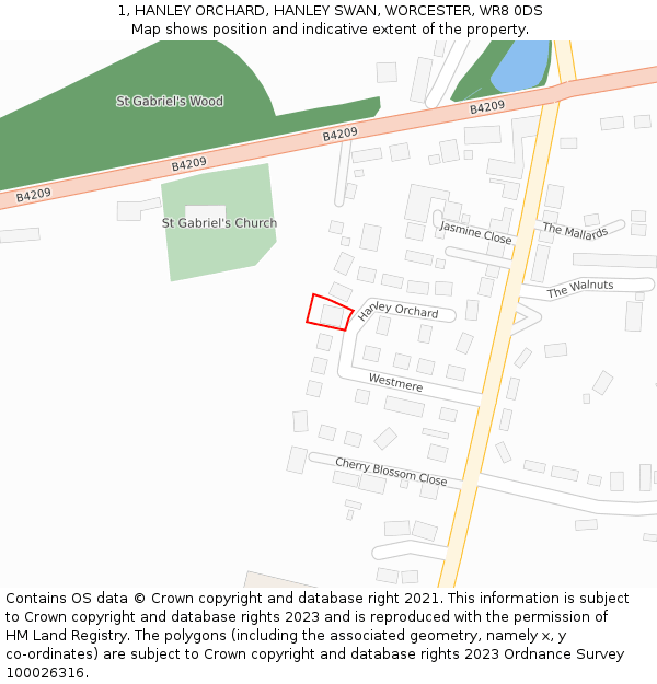 1, HANLEY ORCHARD, HANLEY SWAN, WORCESTER, WR8 0DS: Location map and indicative extent of plot