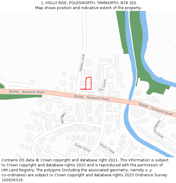 1, HOLLY RISE, POLESWORTH, TAMWORTH, B78 1ES: Location map and indicative extent of plot