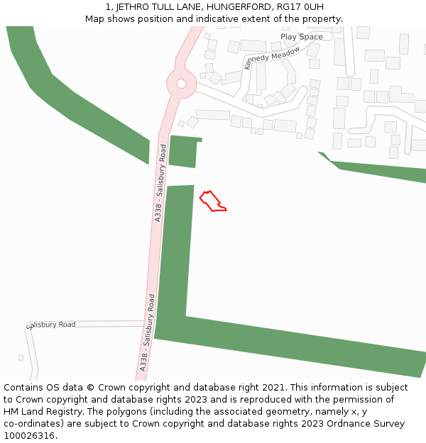 1, JETHRO TULL LANE, HUNGERFORD, RG17 0UH: Location map and indicative extent of plot