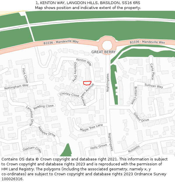 1, KENTON WAY, LANGDON HILLS, BASILDON, SS16 6RS: Location map and indicative extent of plot