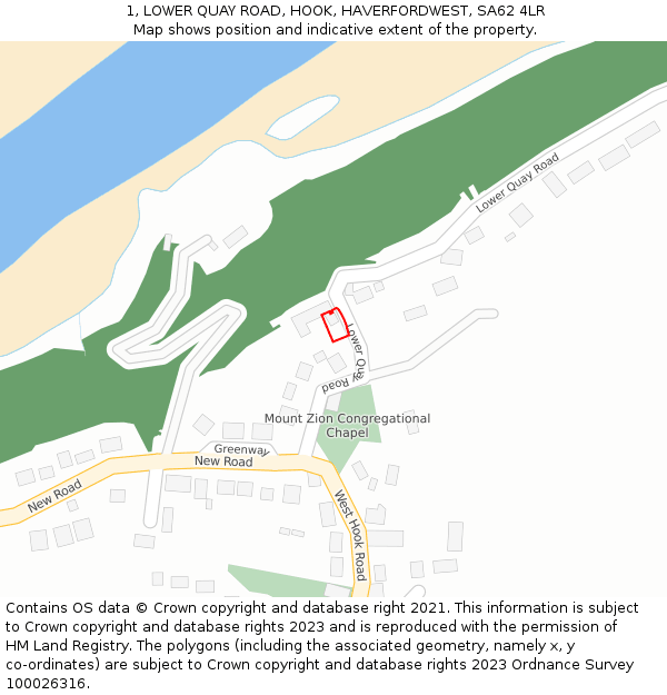 1, LOWER QUAY ROAD, HOOK, HAVERFORDWEST, SA62 4LR: Location map and indicative extent of plot