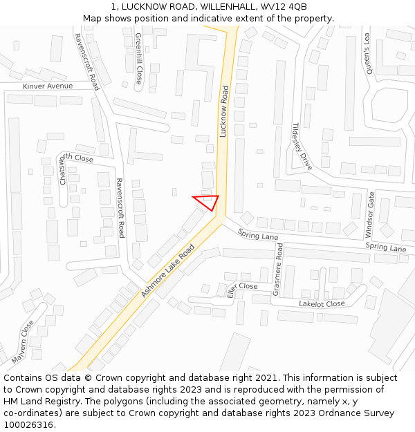 1, LUCKNOW ROAD, WILLENHALL, WV12 4QB: Location map and indicative extent of plot