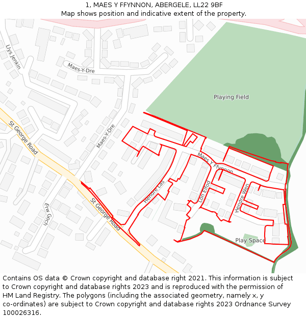 1, MAES Y FFYNNON, ABERGELE, LL22 9BF: Location map and indicative extent of plot