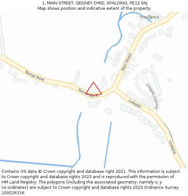 1, MAIN STREET, GEDNEY DYKE, SPALDING, PE12 0AJ: Location map and indicative extent of plot