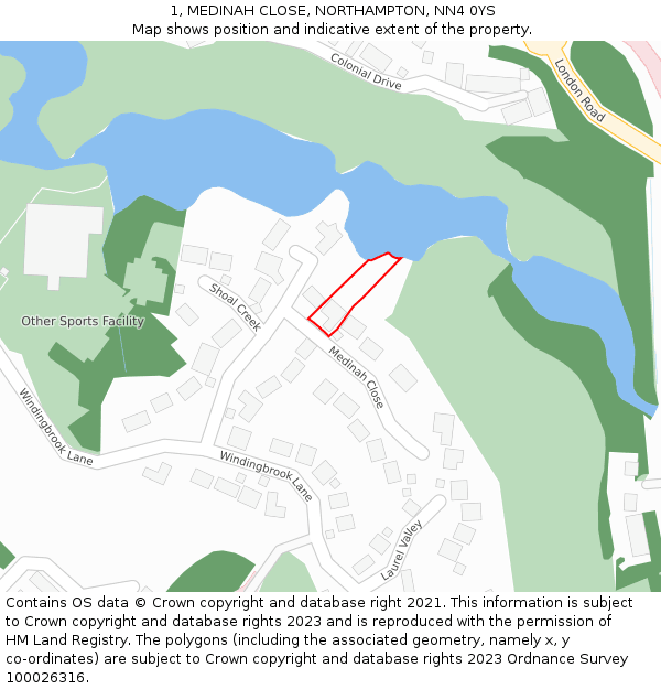 1, MEDINAH CLOSE, NORTHAMPTON, NN4 0YS: Location map and indicative extent of plot