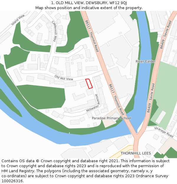 1, OLD MILL VIEW, DEWSBURY, WF12 9QJ: Location map and indicative extent of plot