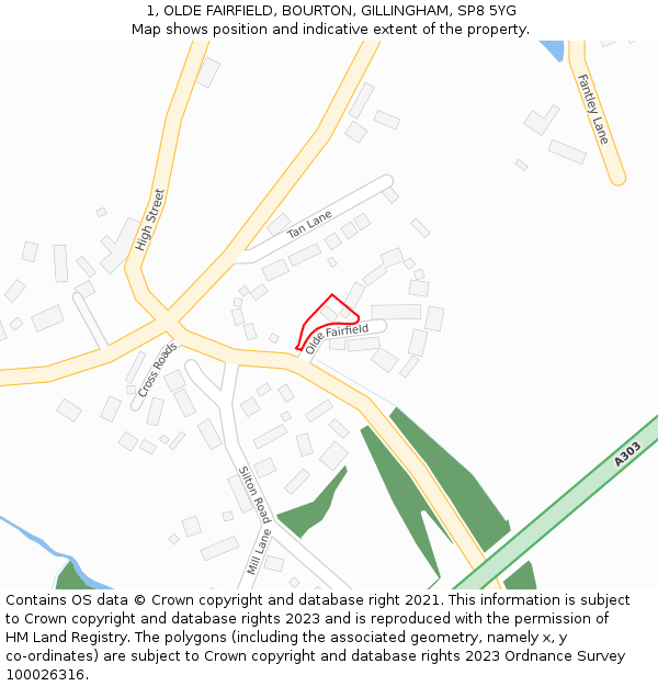 1, OLDE FAIRFIELD, BOURTON, GILLINGHAM, SP8 5YG: Location map and indicative extent of plot