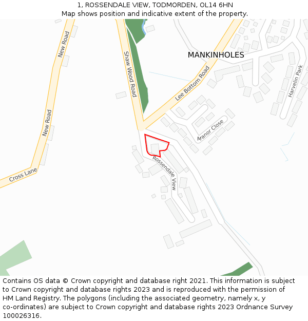 1, ROSSENDALE VIEW, TODMORDEN, OL14 6HN: Location map and indicative extent of plot