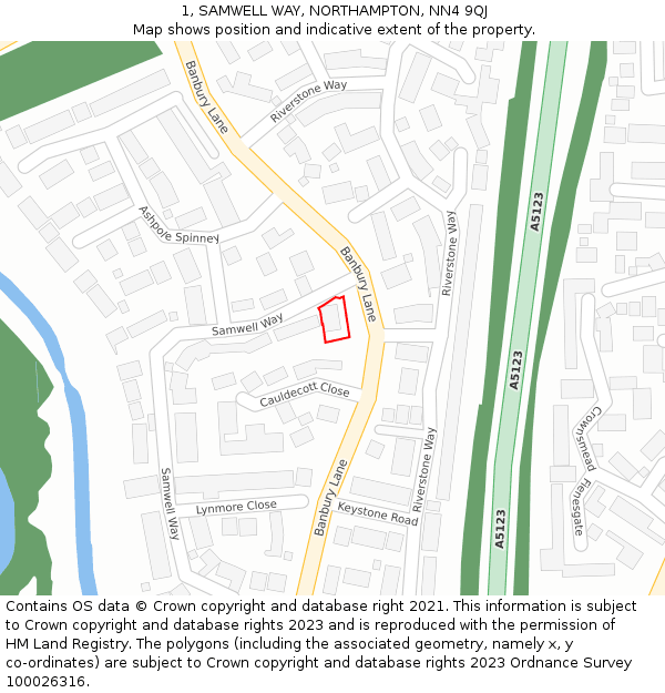 1, SAMWELL WAY, NORTHAMPTON, NN4 9QJ: Location map and indicative extent of plot