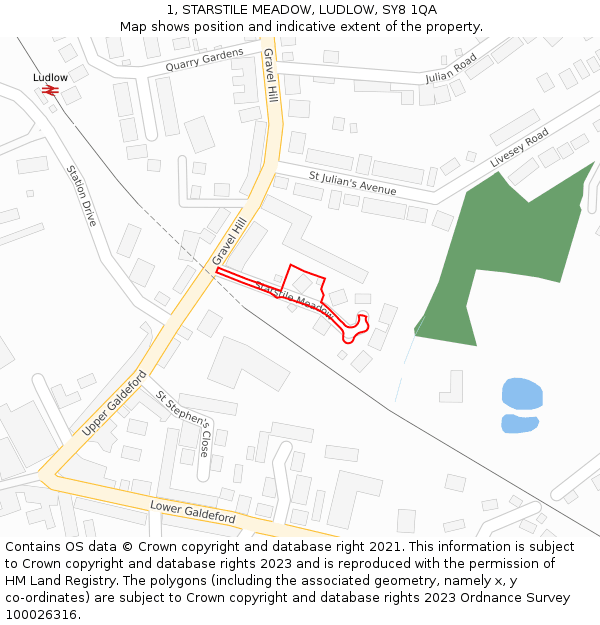 1, STARSTILE MEADOW, LUDLOW, SY8 1QA: Location map and indicative extent of plot