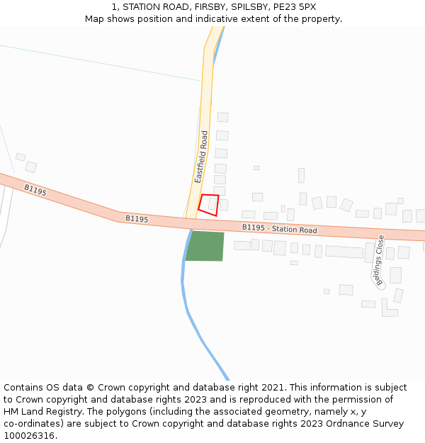 1, STATION ROAD, FIRSBY, SPILSBY, PE23 5PX: Location map and indicative extent of plot