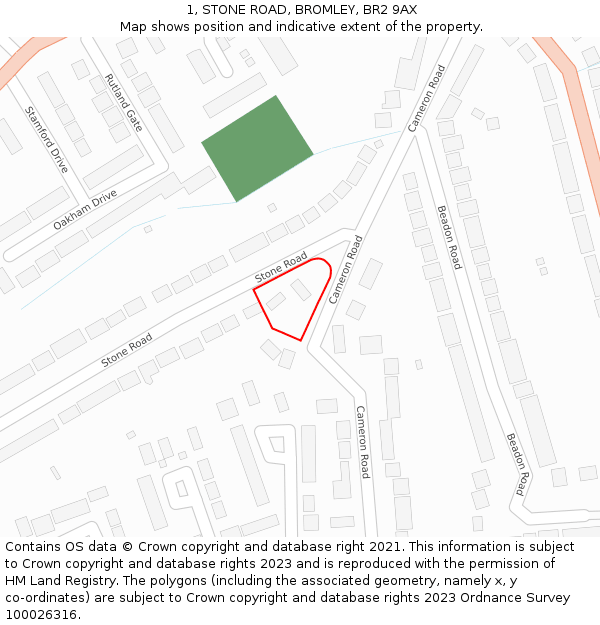 1, STONE ROAD, BROMLEY, BR2 9AX: Location map and indicative extent of plot