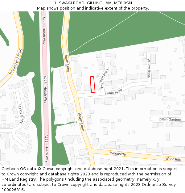 1, SWAIN ROAD, GILLINGHAM, ME8 0SN: Location map and indicative extent of plot