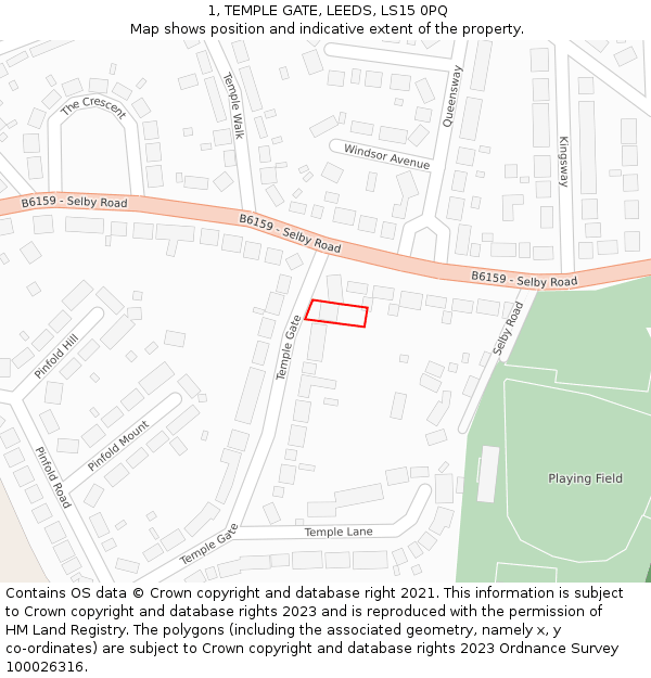 1, TEMPLE GATE, LEEDS, LS15 0PQ: Location map and indicative extent of plot