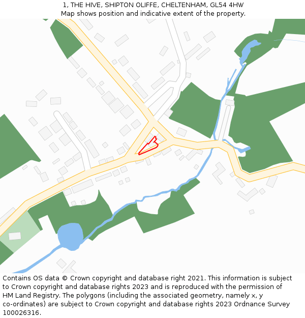 1, THE HIVE, SHIPTON OLIFFE, CHELTENHAM, GL54 4HW: Location map and indicative extent of plot