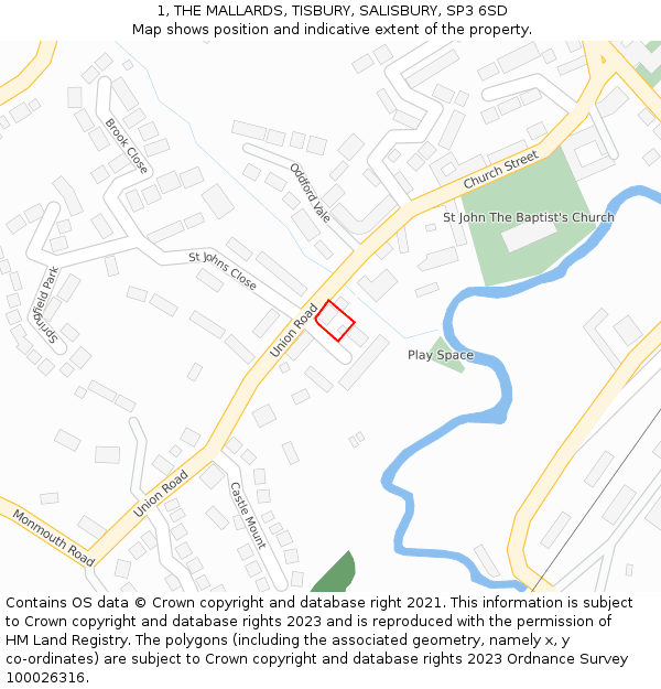 1, THE MALLARDS, TISBURY, SALISBURY, SP3 6SD: Location map and indicative extent of plot