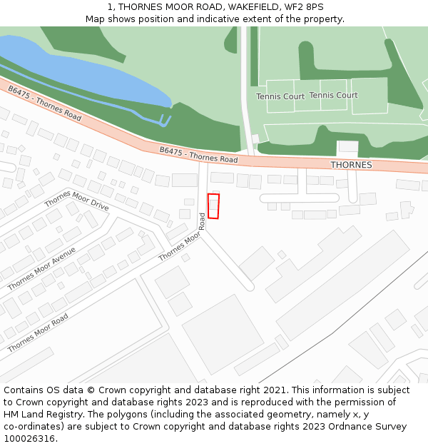 1, THORNES MOOR ROAD, WAKEFIELD, WF2 8PS: Location map and indicative extent of plot