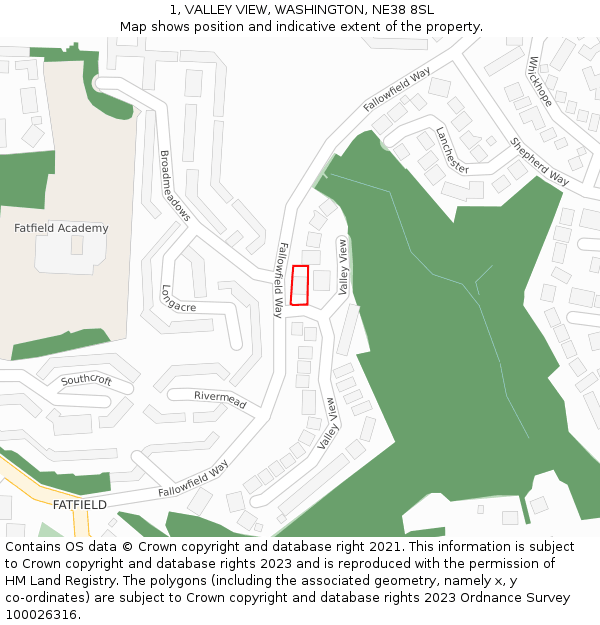 1, VALLEY VIEW, WASHINGTON, NE38 8SL: Location map and indicative extent of plot