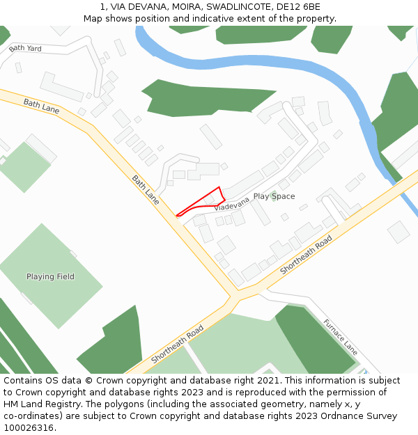 1, VIA DEVANA, MOIRA, SWADLINCOTE, DE12 6BE: Location map and indicative extent of plot