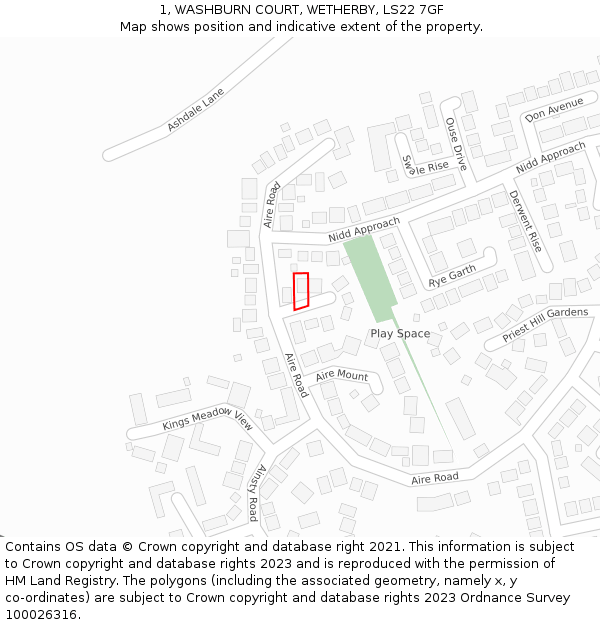 1, WASHBURN COURT, WETHERBY, LS22 7GF: Location map and indicative extent of plot