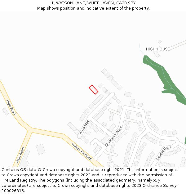 1, WATSON LANE, WHITEHAVEN, CA28 9BY: Location map and indicative extent of plot