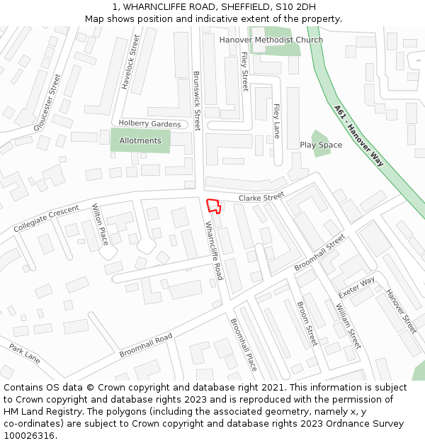 1, WHARNCLIFFE ROAD, SHEFFIELD, S10 2DH: Location map and indicative extent of plot