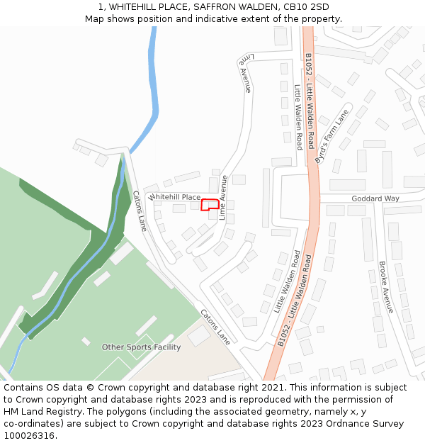 1, WHITEHILL PLACE, SAFFRON WALDEN, CB10 2SD: Location map and indicative extent of plot