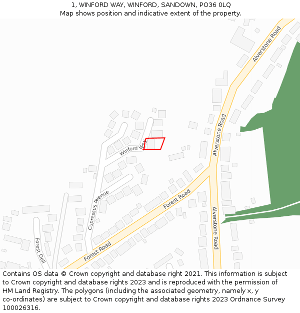 1, WINFORD WAY, WINFORD, SANDOWN, PO36 0LQ: Location map and indicative extent of plot