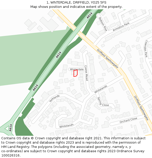 1, WINTERDALE, DRIFFIELD, YO25 5FS: Location map and indicative extent of plot