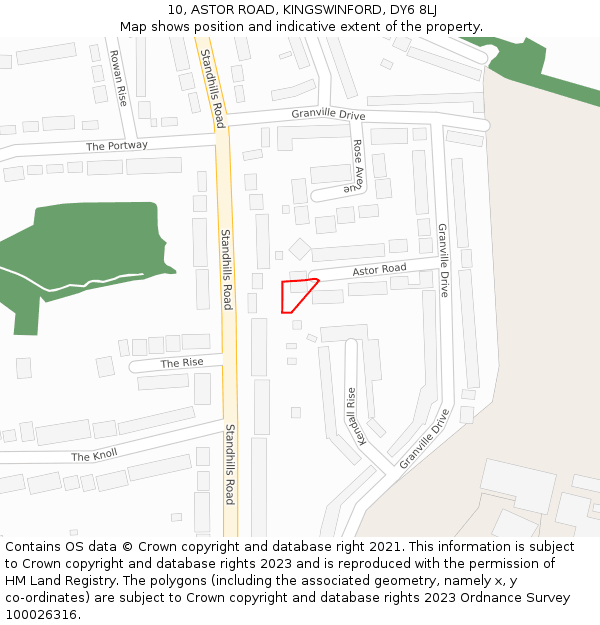 10, ASTOR ROAD, KINGSWINFORD, DY6 8LJ: Location map and indicative extent of plot