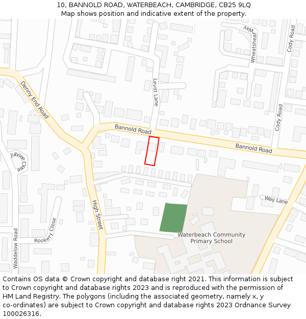 10, BANNOLD ROAD, WATERBEACH, CAMBRIDGE, CB25 9LQ: Location map and indicative extent of plot