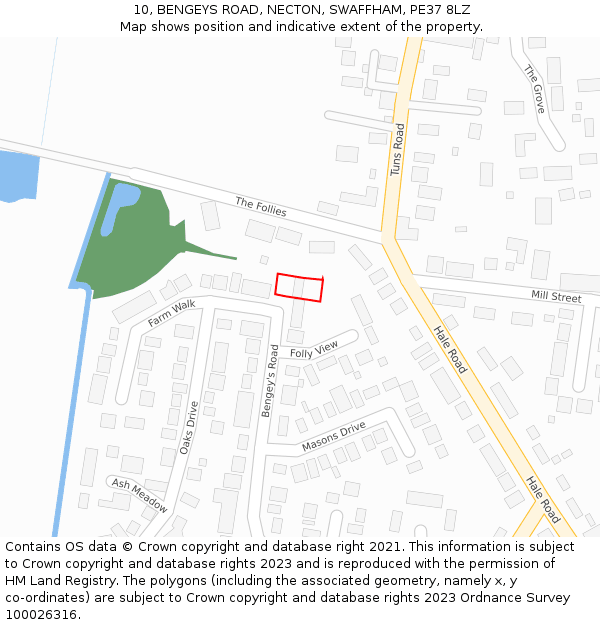 10, BENGEYS ROAD, NECTON, SWAFFHAM, PE37 8LZ: Location map and indicative extent of plot