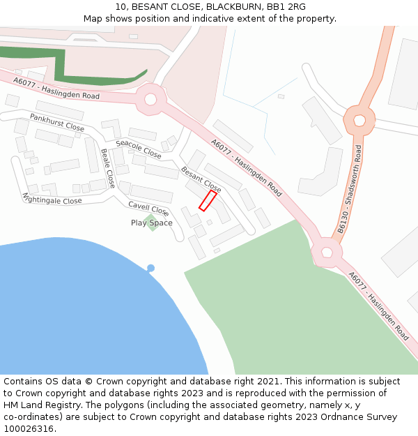 10, BESANT CLOSE, BLACKBURN, BB1 2RG: Location map and indicative extent of plot