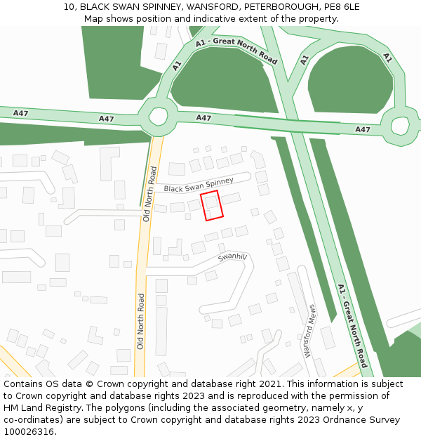 10, BLACK SWAN SPINNEY, WANSFORD, PETERBOROUGH, PE8 6LE: Location map and indicative extent of plot