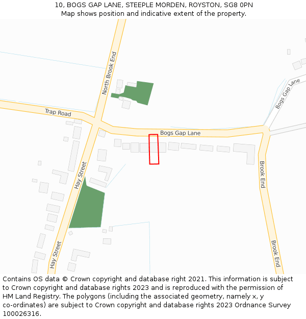 10, BOGS GAP LANE, STEEPLE MORDEN, ROYSTON, SG8 0PN: Location map and indicative extent of plot