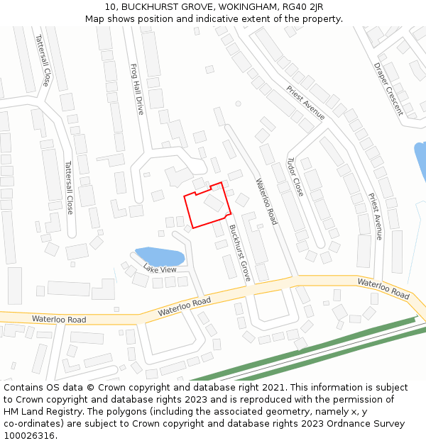 10, BUCKHURST GROVE, WOKINGHAM, RG40 2JR: Location map and indicative extent of plot