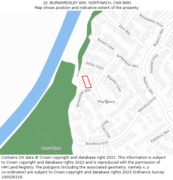 10, BURWARDSLEY WAY, NORTHWICH, CW9 8WN: Location map and indicative extent of plot