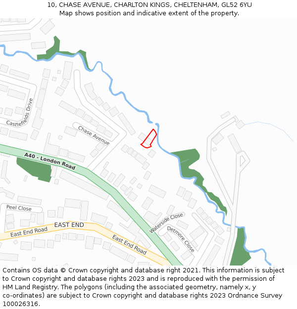 10, CHASE AVENUE, CHARLTON KINGS, CHELTENHAM, GL52 6YU: Location map and indicative extent of plot