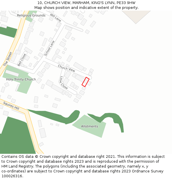 10, CHURCH VIEW, MARHAM, KING'S LYNN, PE33 9HW: Location map and indicative extent of plot