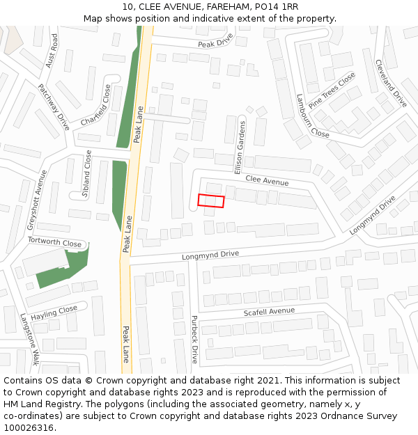 10, CLEE AVENUE, FAREHAM, PO14 1RR: Location map and indicative extent of plot