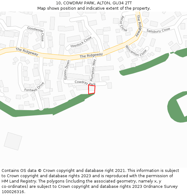 10, COWDRAY PARK, ALTON, GU34 2TT: Location map and indicative extent of plot