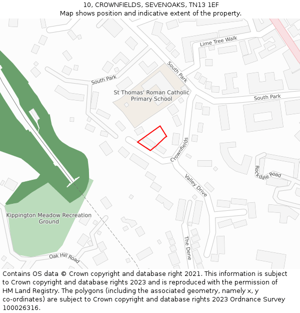 10, CROWNFIELDS, SEVENOAKS, TN13 1EF: Location map and indicative extent of plot